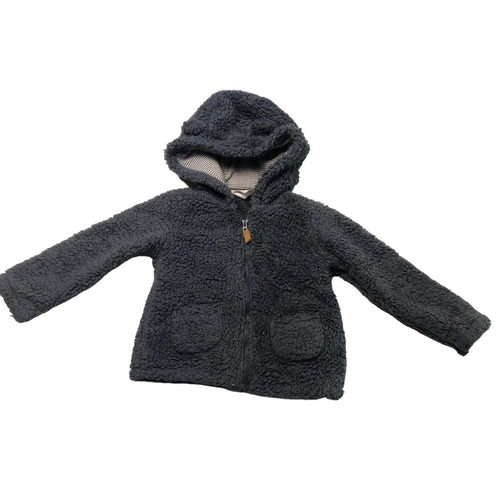 Carter's Baby Boys Hooded Bear Ears Sweater Navy Blue Size 24 M Pockets Full Zip